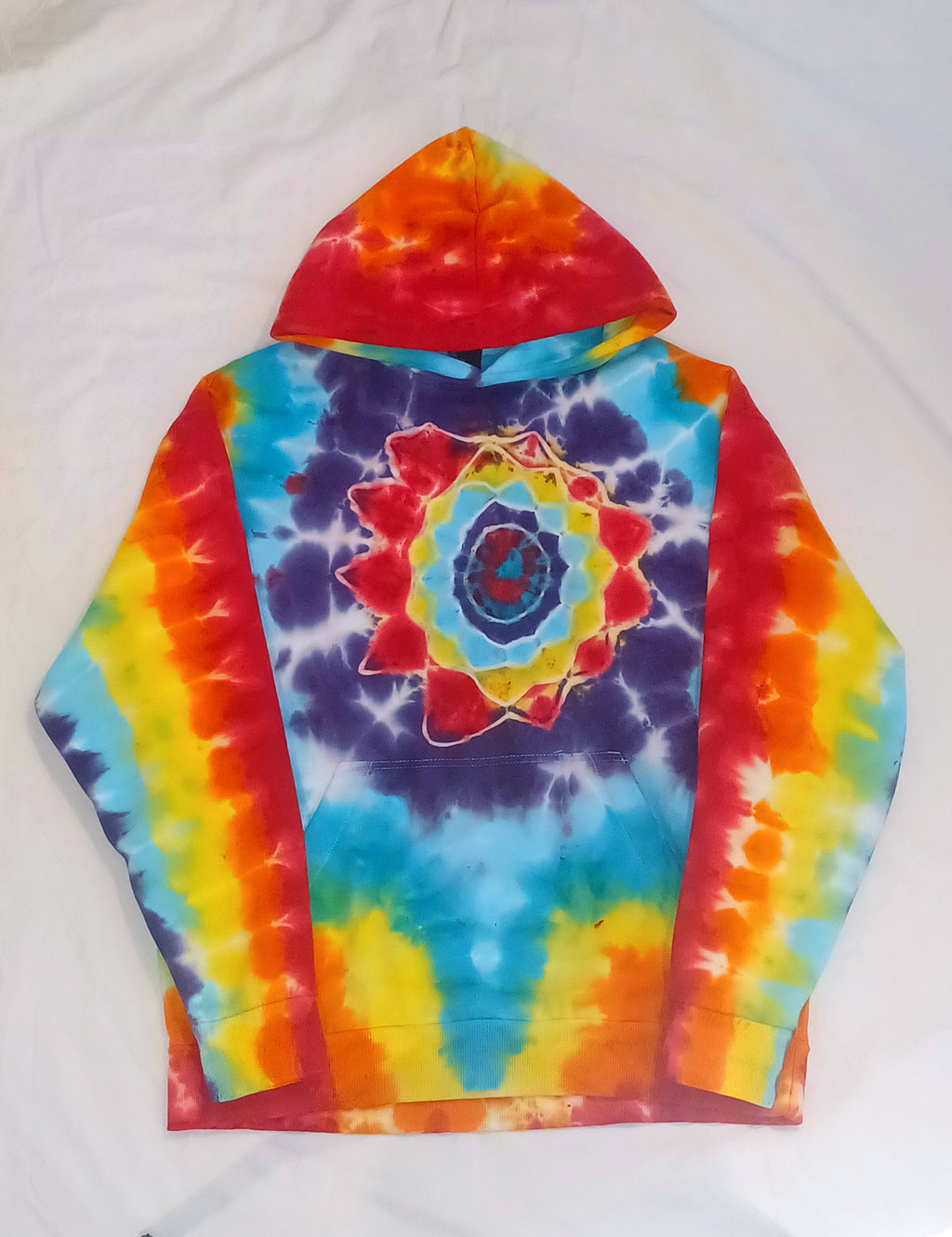 'fully melted face' embroidered back patch tie dye pullover hoodie (READY TO SHIP)